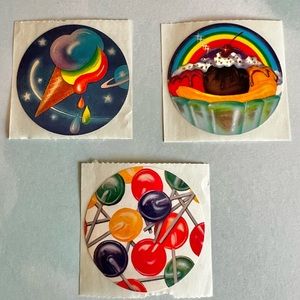 1982 Lisa Frank Sweets Stickers Lot of 3 Vintage Round Stickers